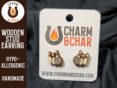 Bowling Wood Stud Earrings - Sports Fashion Earring - Stud Earring - Charm and Char